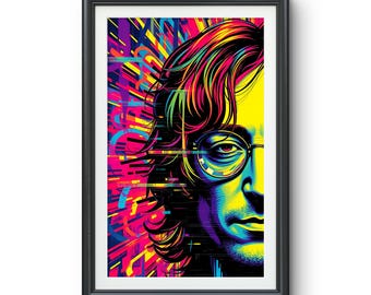 ヒッピー 60’s ブラックライトポスター マリファナ ビートルズ ジョンレノン ビートルズ：ジョン・レノン 24 x 36インチ ロール式壁掛けポスター