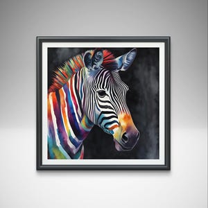 Zebra Wall Art Print, Colourful Zebra Picture , Zebra Art , Abstract Art , Zebra Poster , Modern Art , Animal Print , Wall Decor.