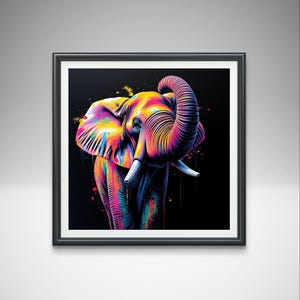Colorful Elephant Art Print: Abstract Animal Wall Decor