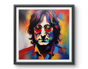 John Lennon Art Print: 70s Psychedelic Portrait, Signed - Etsy