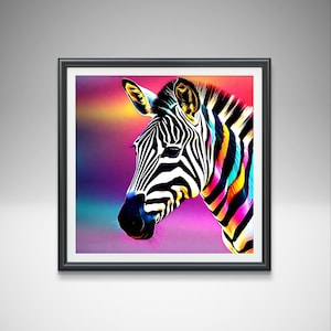 Zebra Wall Art Print, Colourful Zebra Picture , Zebra Art , Abstract Art , Zebra Poster , Modern Art , Animal Print , Wall Decor.