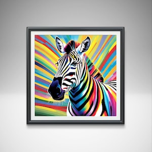 Zebra Wall Art Print, Colourful Zebra Picture , Zebra Art , Abstract Art , Zebra Poster , Modern Art , Animal Print , Wall Decor.