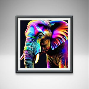 Colorful Elephant Art Print: Abstract Modern Home Decor