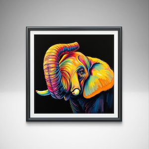 Colorful Elephant Art Print: Abstract Animal Wall Decor