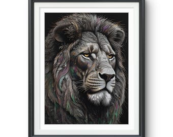 Lion Art Print: Portrait, Home Decor Wall Art.