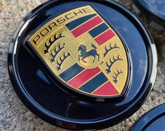 4pcs Set Porsche Wheel Center Cap Gloss Black 76mm