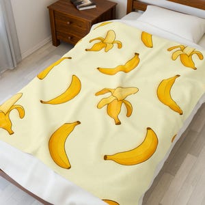 Couverture banane mignonne, couverture fruitée, couverture banane esthétique, couverture pour enfants, couverture fruitée pour enfants, couverture banane, couverture douillette.