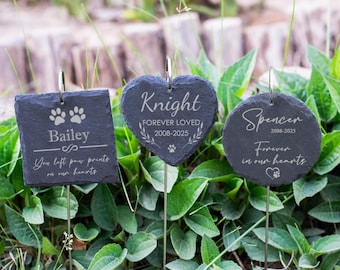 Custom Pet Memorial Garden Stone, Personalized Pet Memorial Gift, Engraved Garden Slate with Pet Name, pet grave marker, Dog Loss Gift