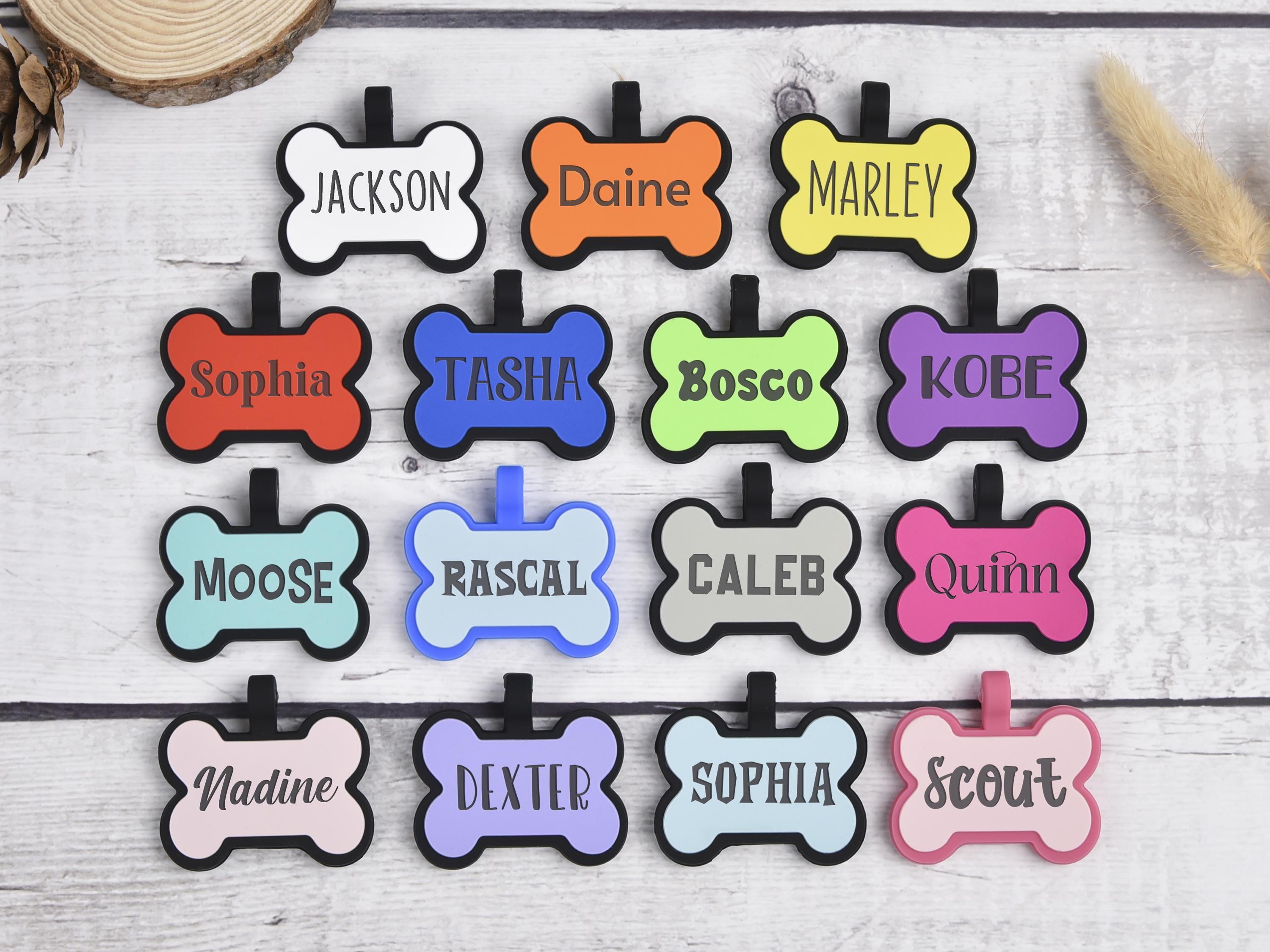 Silent Dog Tag Personalized,Silicone Dog Tags,Dog Collar Tag,Dog Tag for Dogs, Soundless/Quiet Dog Tag,Deep Engraved Dog Tag,Bone Shaped
