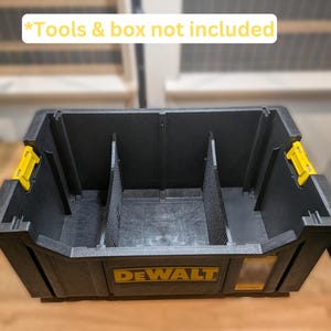 May include: An empty black and yellow DEWALT tool organizer with dividers. *Tools & box not included*.