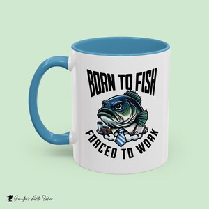 Regalo per il nonno pescatore / Tazza da caffè divertente nata per pescare e costretta a lavorare / Regalo per il nonno pescatore d&#39;acqua dolce / Regalo per il pensionamento