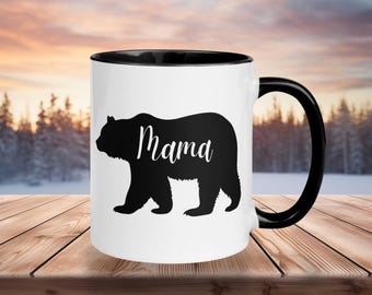 Mama Bear Coffee Mug: Rustic Ceramic Mom Gift