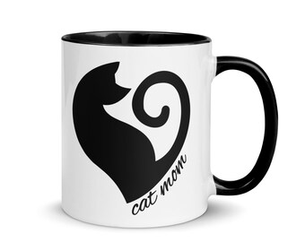 Taza de café con diseño de gato: regalo para amantes de las mascotas con diseño de corazón