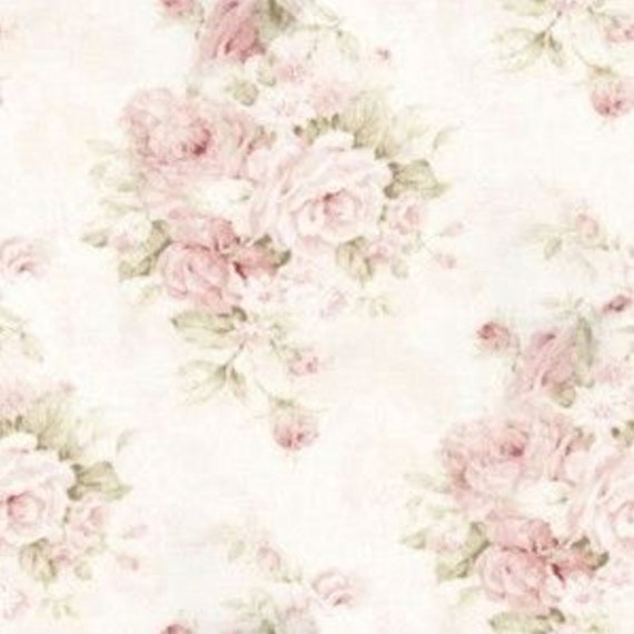 Dollhouse Miniature Shabby Chic Wallpaper Pink on White Floral Flowers 1:12