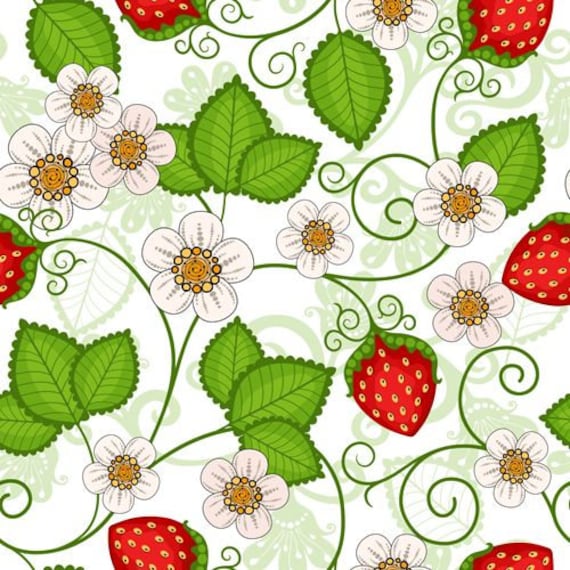 Dollhouse Miniature Wallpaper Strawberries Floral Flowers 1:12