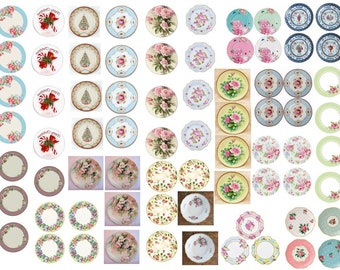 Dollhouse Miniature Shabby Chic Waterslide Decals 1:12 Scale Floral Flowers Roses Plates