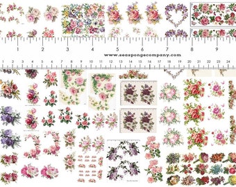 Dollhouse Miniature Shabby Chic Waterslide Decals 1:12 Scale Floral Flowers Roses #4
