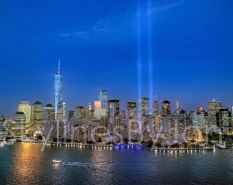 CANVAS New York City NYC Skyline DUSK Tribute in Lights Lower Manhattan Panoramic Photo Cityscape