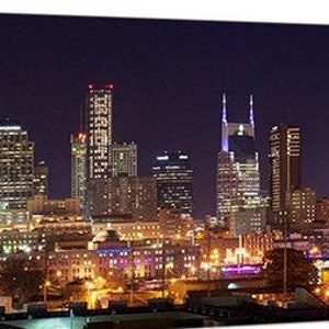 CANVAS Nashville Skyline NIGHT from West Panoramic Photo Print Cityscape