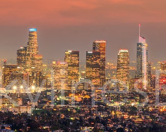 Los Angeles Skyline 2019 DUSK Griffith Observatory Panoramic Photo Poster Cityscape Print