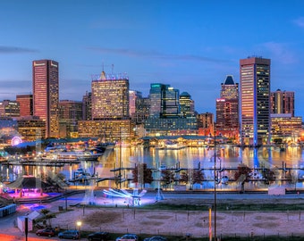 CANVAS 2019 Baltimore Inner Harbor Skyline Panoramic Print Photographic Cityscape