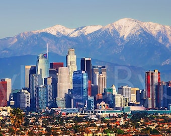 Los Angeles Skyline 2019 Mountains View from West LA Photographic Panorama Print Photo Picture