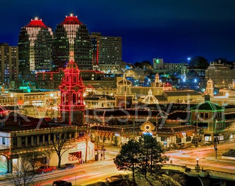 Kansas City KC Plaza NIGHT Photo Poster Cityscape Chiefs Red ChiefsKingdom