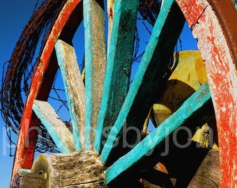 Rode Hard and Put Up - 8x12 signed and numbered original photograph - rustic wagon wheel