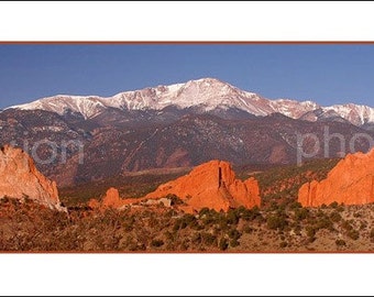 Pike's Peak and Garden of the Gods - Panoramic Photographic Print - scenic landscape