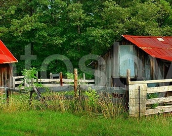 Rural Serenity - 16 x 48 Panoramic Print - Red Roof Barn - SPECIAL PRICE