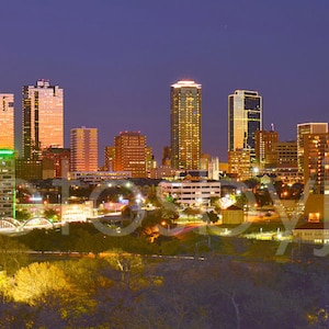Fort Worth Skyline Skyline Panoramic Photo Print Poster Cityscape Ft Worth Texas