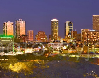 Fort Worth Skyline Skyline Panoramic Photo Print Poster Cityscape Ft Worth Texas