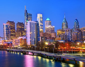 Philadelphia Skyline 2018 COLOR PHILLY Panoramic Photo Poster Cityscape Downtown Print from South Street