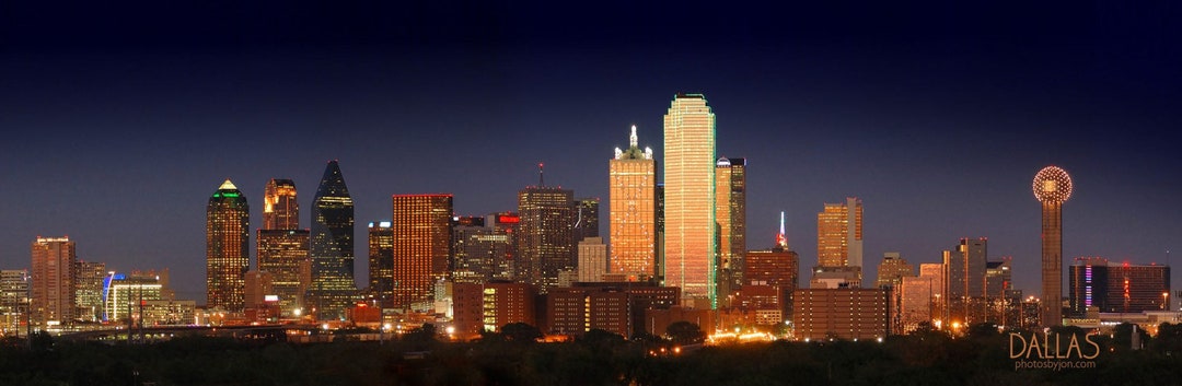 Dallas Skyline at DUSK Panoramic Print Panorama Poster Photo Picture - Etsy