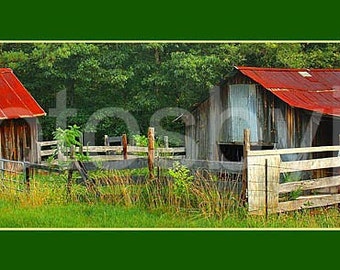 Rural Serenity - 12 x 36 Panoramic Print - Red Roof Barn