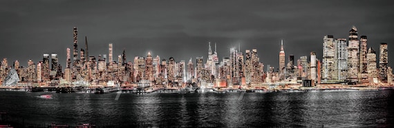 New York City NYC 2022 Skyline NIGHT Midtown Manhattan Panoramic
