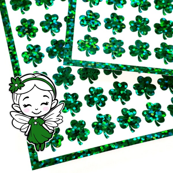 St. Patrick's Day Shamrock Stickers, set of 135 decorative green glitter shamrock stickers for planners, signs and craft projects