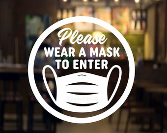 PLEASE WEAR A FACE COVERING Mask Sign Sticker Beauty Hairdresser Barbers Nails