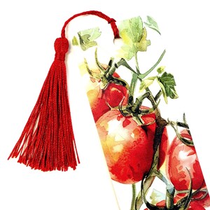 Tomato Bookmark with Tassel, double-sided printed cardstock bookmark, Vegetable Garden Design, Gift for Gardeners & Italian Cooking.