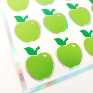 Granny Smith Apple Stickers: Green Vinyl Decals, Set of 30