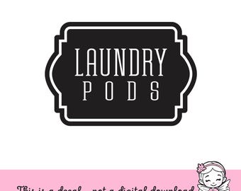 Laundry Pods Decal, organized laundry room, cleaning products labels, container decal for laundry powder soap pods, DECAL ONLY