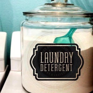 Laundry Detergent Decal, laundry room soap powder container sticker, laundry organizer vinyl decal, detergent label, DECAL ONLY
