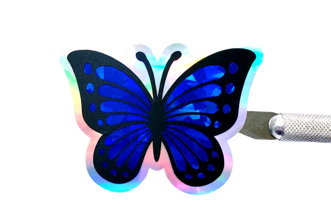 Blue Butterfly Stickers Set of 3 Sparkly Royal Blue Monarch Etsy