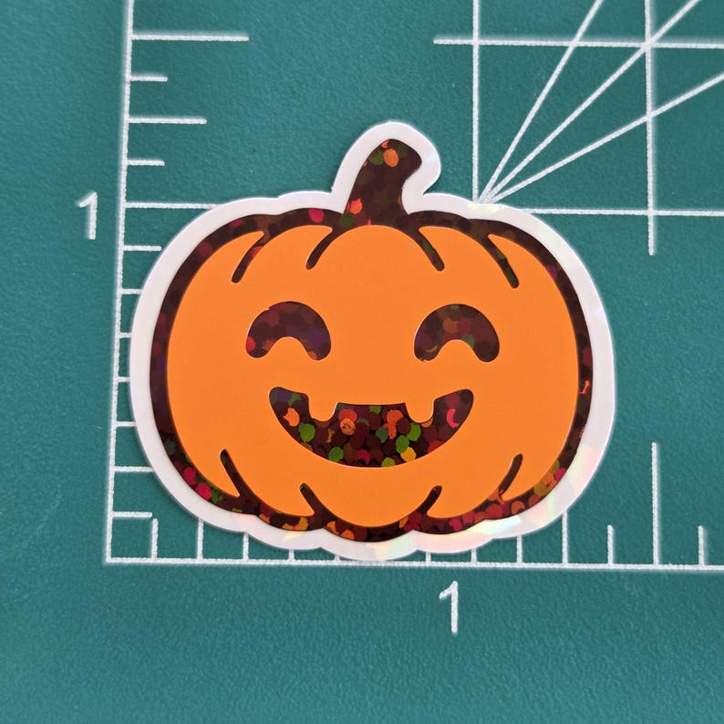 Cute Halloween Pumpkins Die Cut Sticker Set, Jack O Lantern Glitter ...