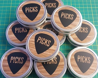 Guitar Picks Holder, personalized guitarist musician gift, acoustic guitar pick case, container for guitar picks, musician gift for him