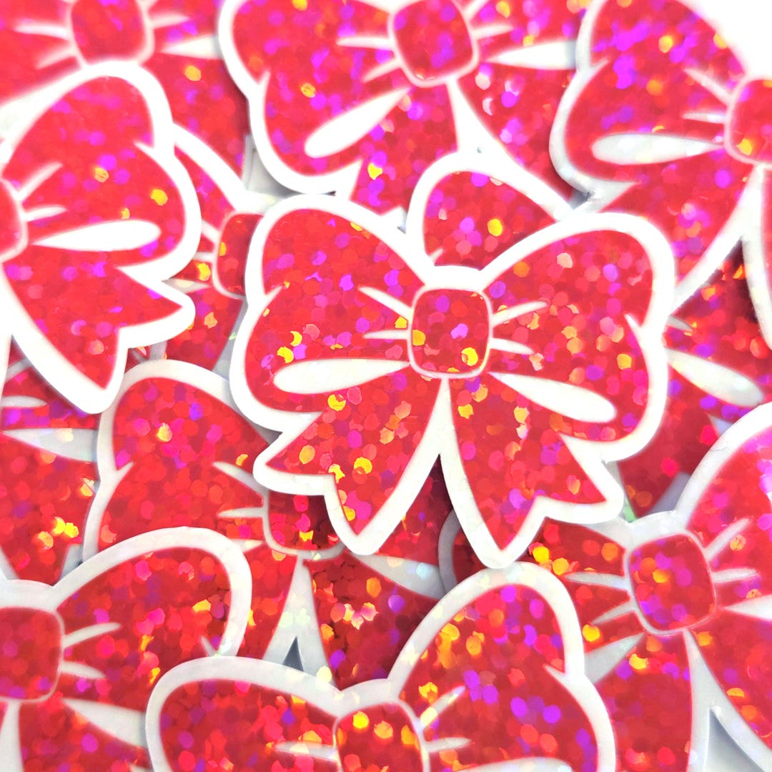 Pink Hair Ribbon Sticker Pink Ribbon Stickers, Sparkly Vinyl Bow Decals, Clear Outline - Etsy