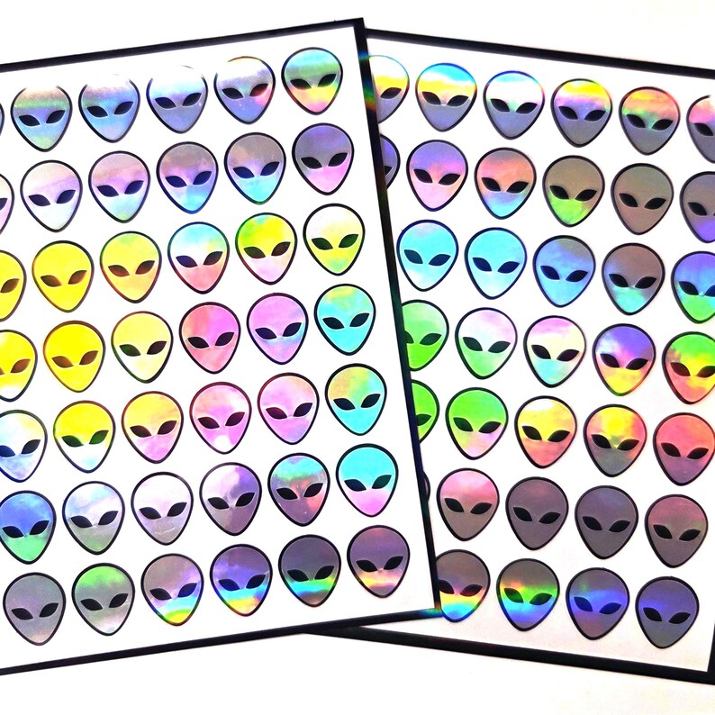 Alien Head Stickers, Sheet of 42 Vinyl Decals - Etsy