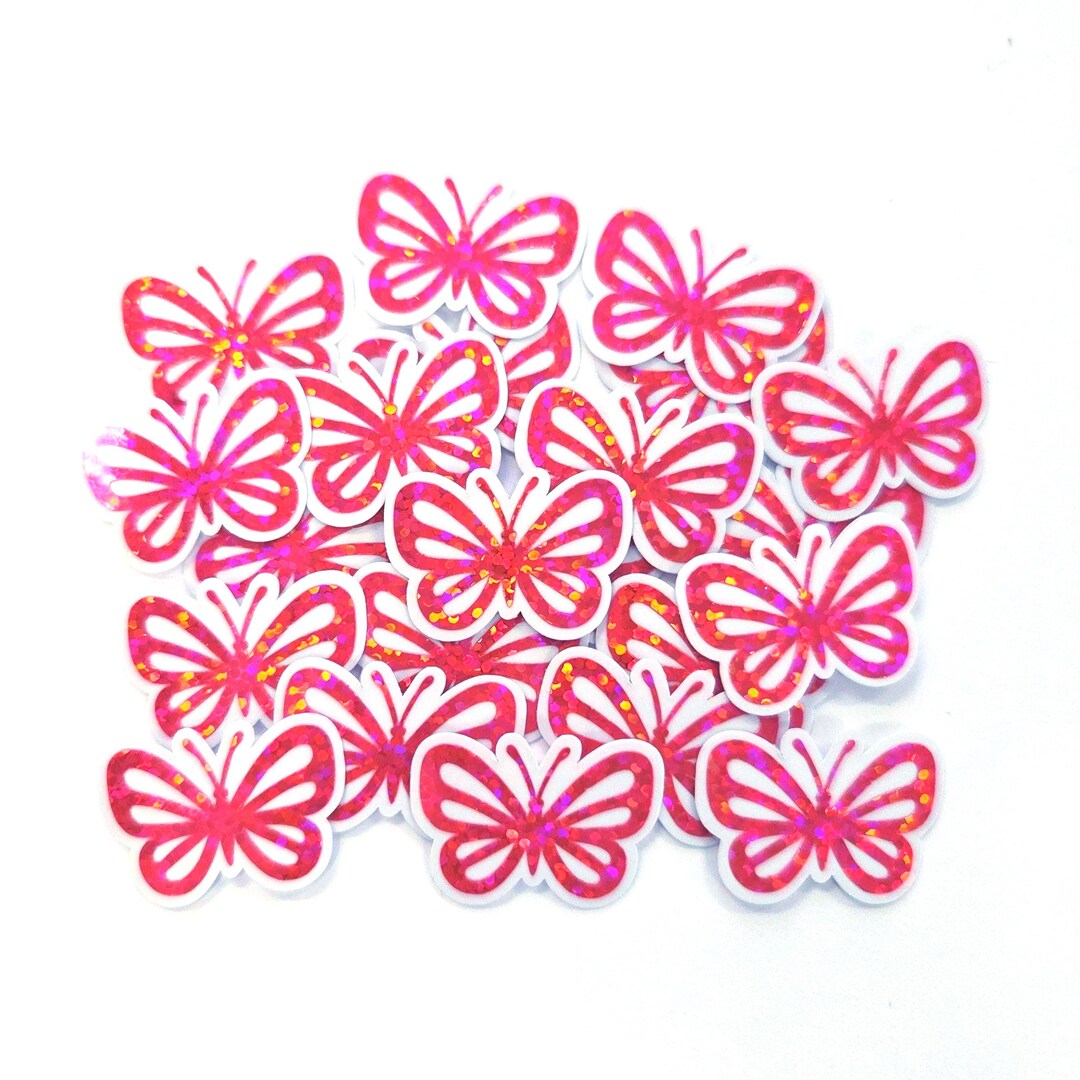 Mini Pink Butterfly Sticker Set, 10 Die Cut Vinyl Decals, Peel & Stick ...