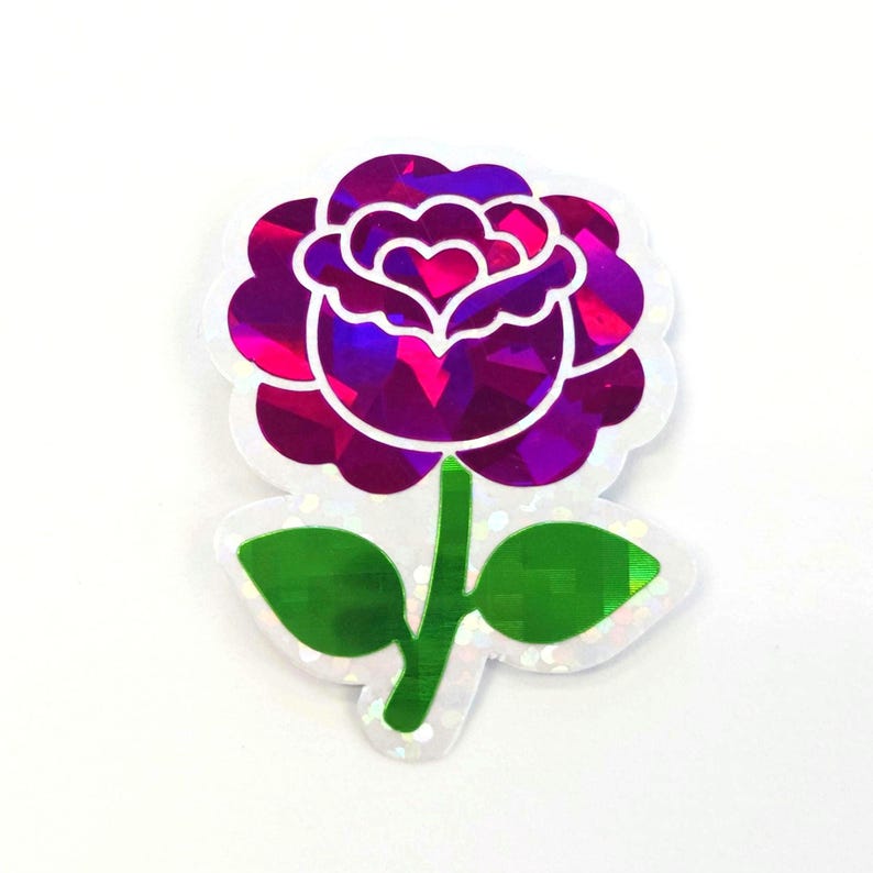 Hot Pink Roses Flower Sticker Set, Small Sparkly Summer Blooms for ...
