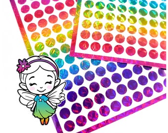 Rainbow Dot Stickers, set of 368 small round multi color vinyl dot decals, one quarter inch dot stickers